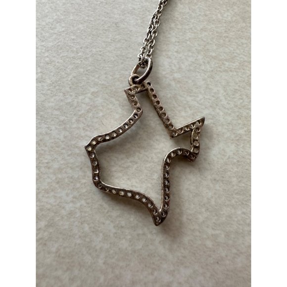 Stamped 925 sterling silver cubic zirconia CZ state of Texas outline necklace - Picture 5 of 8